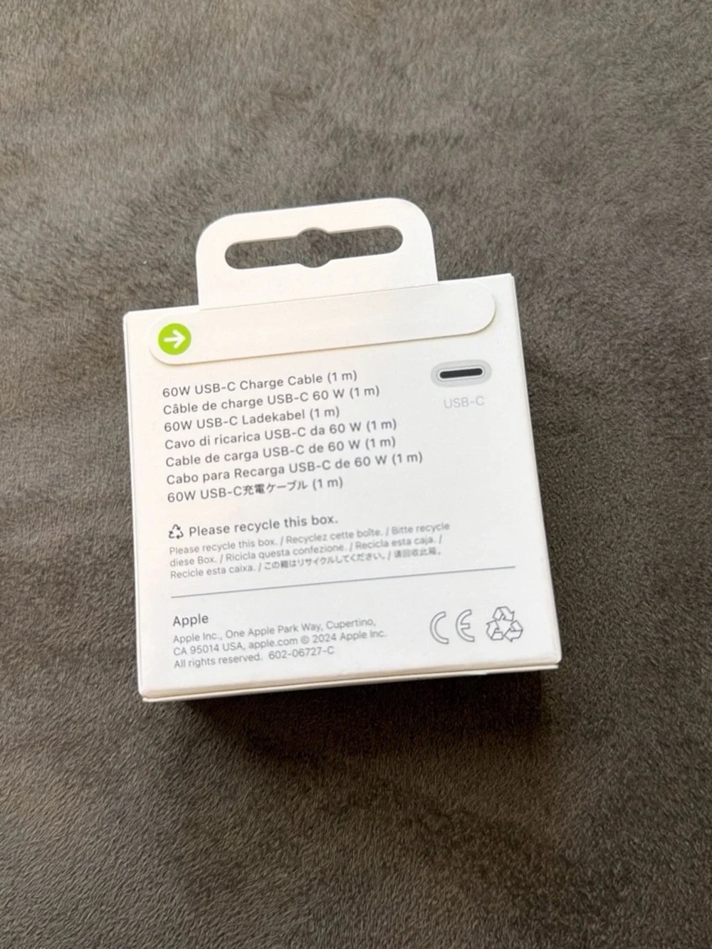 Apple 60W USB-C charge cable 1m